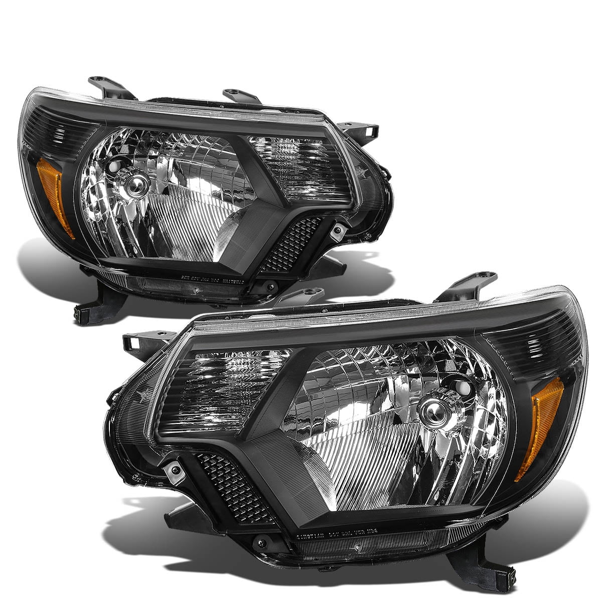Pair of Black Housing Clear Corner Headlights Assembly Headlamp Compatible with Tacoma 2nd Gen Facelifted 12-15 