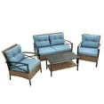 thumbnail image 4 of enyopro 4-Piece Outdoor Sectional Sofa Set, PE Rattan Conversation Set with Arm Chairs, Tea Table and Cushions, All-Weather Cushioned Sofa Furniture Set for Backyard Patio Porch Garden Poolside, K3032, 4 of 10