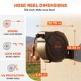 thumbnail image 3 of Retractable Garden Hose Reel 90 ft x 5/8 inch Automatic Slow Return 9 Sprayer Nozzle Any Length Lock Heavy Duty Wall-Mounted Hose Reels for Outside 180° Swivel UV Resistant, 3 of 7
