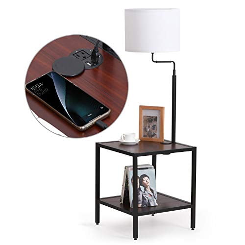 Amuv Floor Lamp With Table Side End Nightstand Attached 2 Usb Charging Ports Ac 3 Way Dimmable Bulb Included Com Floor Lamp Table 2 Usb Charging Ports, Usb End Table Lamp