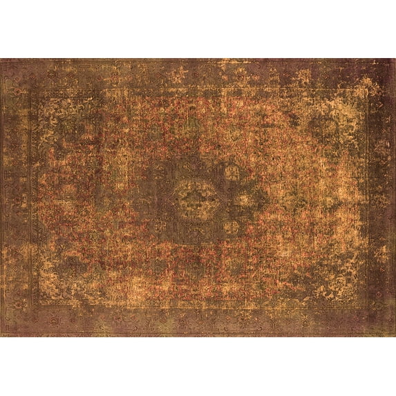 Ahgly Company Indoor Rectangle Oriental Orange Industrial Area Rugs, 8' x 12'