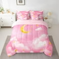 thumbnail image 2 of Feelyou Dreamy Pink Galaxy Bedding Comforter Set 7pcs, Mystic Stars Moon Cloud Queen Bedding Sets, Watercolor Artwork Reversible Queen Sheet Sets, Super Cozy Room Decor, 2 of 7