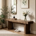 thumbnail image 3 of Fnova 47.24" Entryway Bench, Farmhouse Wooden Shoe Bench, Indoor End of Bed Stool for 1-2, Long Kitchen Table Seat Dining Seat for Entryway, Hallway, Living Room, 3 of 15