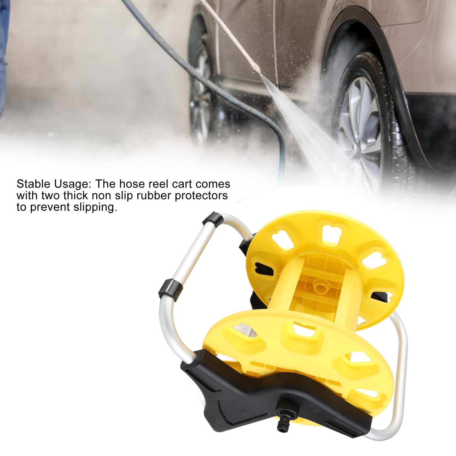 Nieyigj Garden Hose Reel Cart Yellow Water Hose Cart Holds 30m of Water Pipe 13.4 inches / 34 cm Heavy Duty Easy to Assemble Ideal for Courtyard Lawn and Field Irrigation