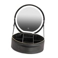 thumbnail image 2 of Bolsa de maquillaje LED inteligente con espejo, estuche redondo para cosméticos, luz portátil, espejo de tocador de gran capacidad, bolsa de almacenam Negro, 2 of 8