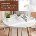 thumbnail image 3 of Christmas Botanical Round Tablecloth 55-60 Inch Round Fitted Table Cloth with Elastic Edge, Eucalyptus Leaves Xmas Pinecone Cotton Waterproof Table Cover Protector for Outdoor Picnic Party Dining, 3 of 6