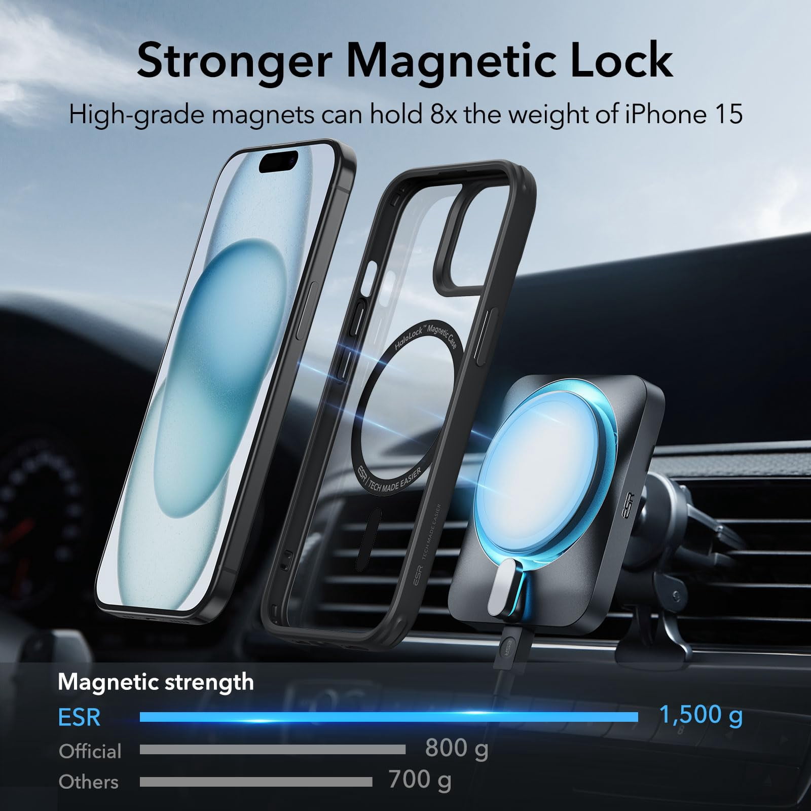 Esr For 15 Case  Compatible With Magsafe Military-grade Protection Yellowing Resistant Scratch-resistant Magnetic Phone 15 Classic Series Clear Black