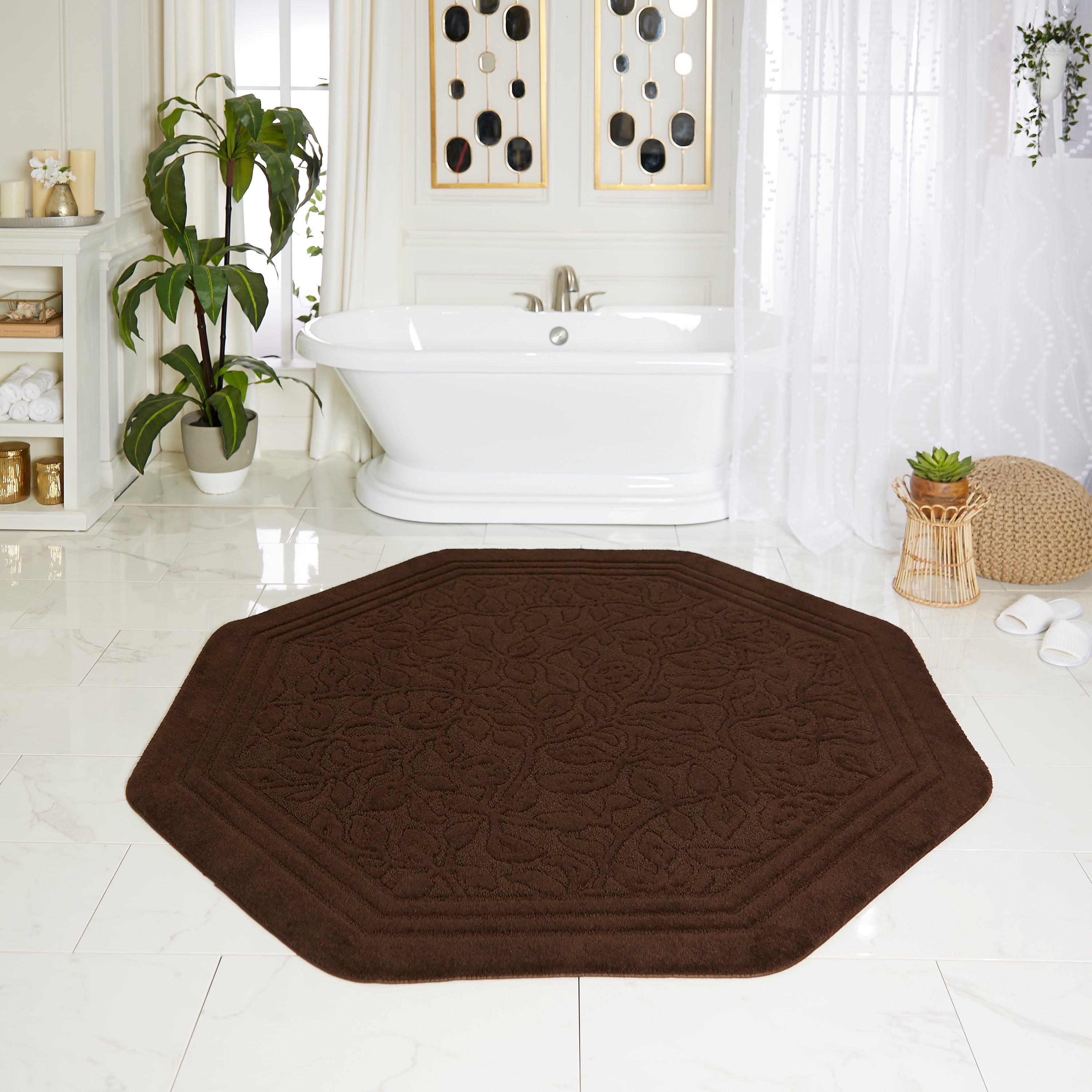 Mohawk Home Wellington Chocolate Bath Rug Octagon, 6'x6', Brown