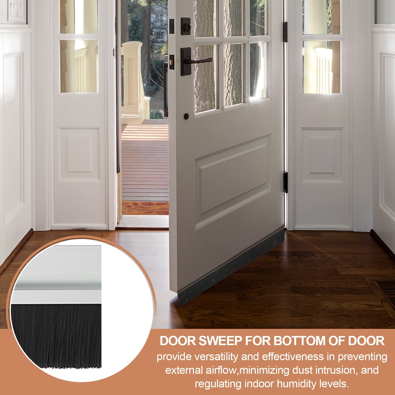Uxcell Door Brush Sweeps, H-shape Aluminum Alloy Holder Door Sweep for Bottom of Door Seal Garage Silver 0.59" x 39.37"