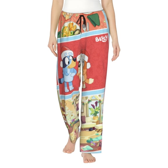 Zofaai Bluey Pattern Women's Trousers, Adjustable Drawstring Jogging Pajamas, Home Wear-Small