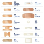 Care Science Variety Bandages Pack, 300 Count Assorted Sizes | Includes Active, All-Purpose, Waterproof, and Heavy-Duty Bandages