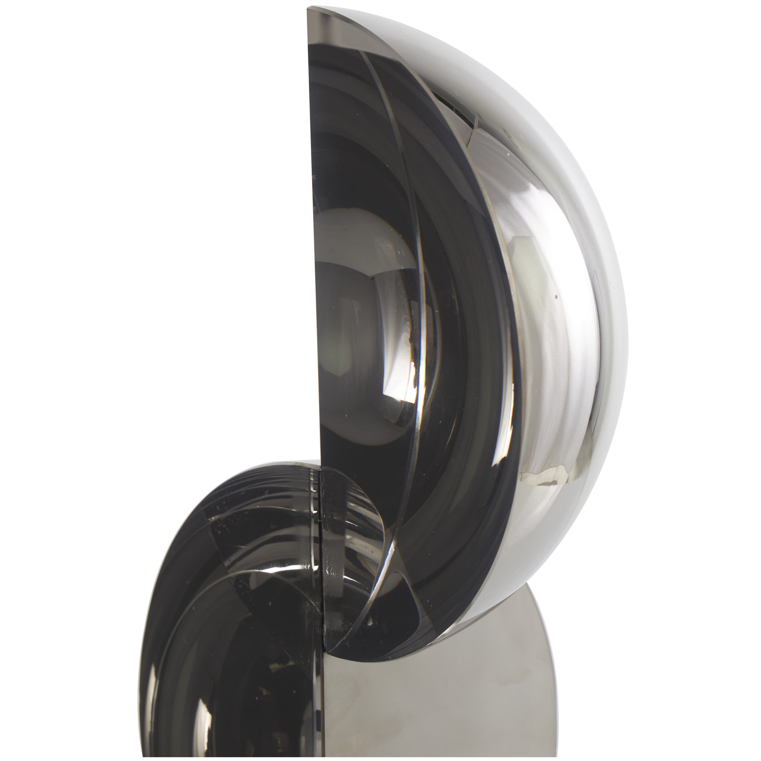 5" x 18" Black Crystal Abstract Two-Tone Geometric Sculpture with Stacked Semi Circles, by DecMode