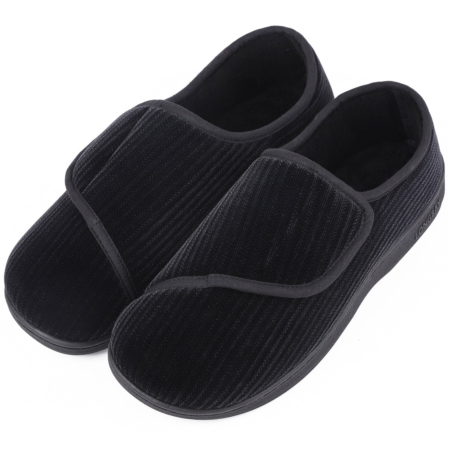 LongBay Men's Memory Foam Diabetic Slippers Comfy Warm Plush Fleece