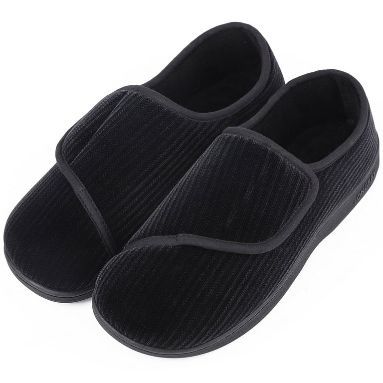binde vores en gang LongBay Men's Memory Foam Diabetic Slippers Comfy Warm Plush Fleece  Arthritis Edema Swollen House Shoes - Walmart.com