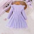 thumbnail image 5 of Girls Tulle Dress with Bow, Princess Party Dress with Long Sleeves, Children's Bow Waist Dress for Birthday Flower Girl and Special Occasions, Age 1-8 Years Purple 90, 5 of 5
