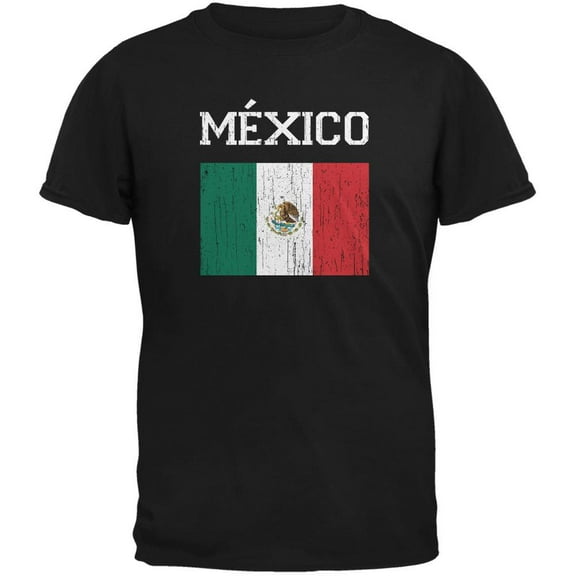 World Cup Distressed Flag Mexico Black Youth T-Shirt - Youth Small