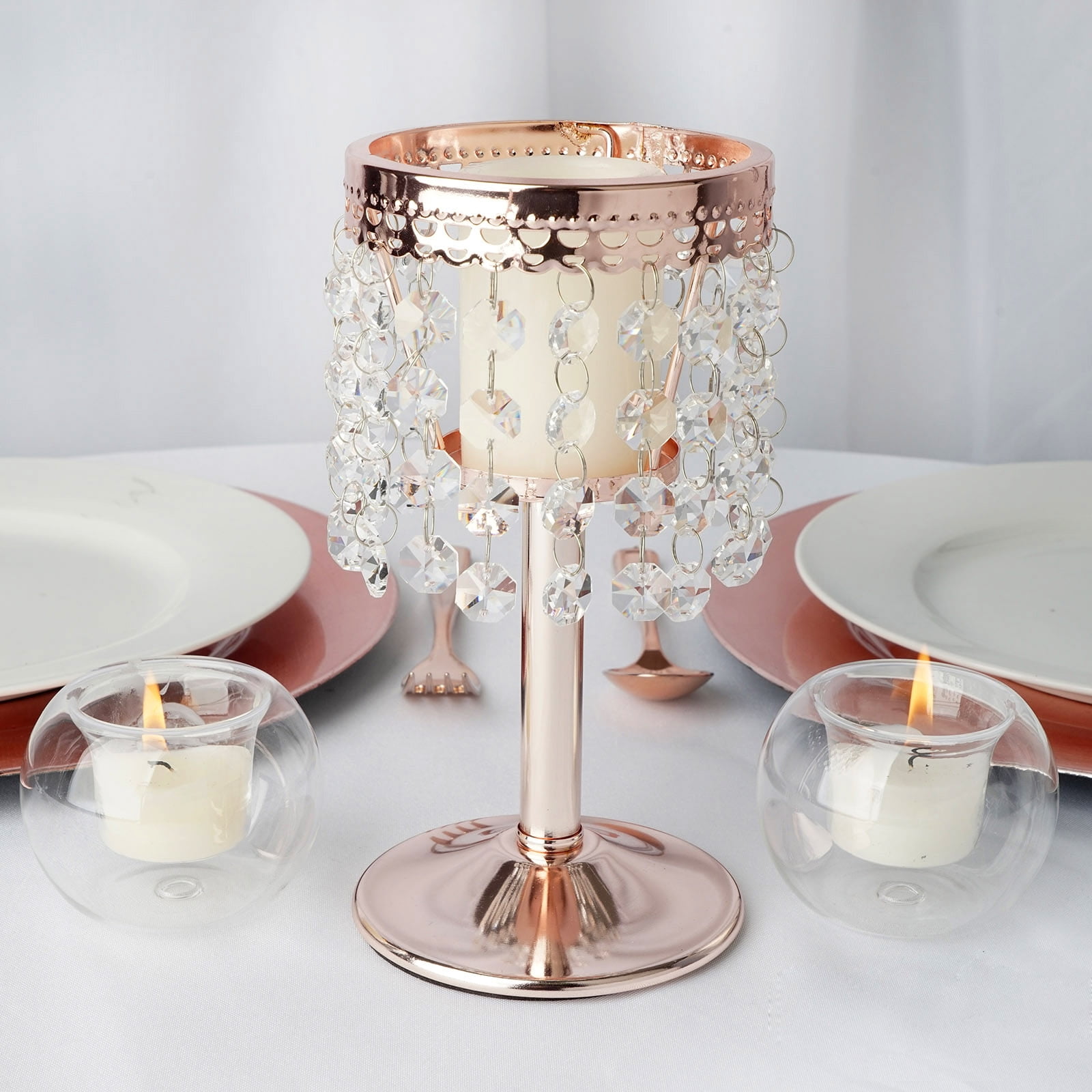 BalsaCircle 8" Faux Crystal Candle Holder Wedding Party Centerpiece