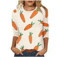 thumbnail image 2 of ClodeEU Women's Easter Day 3/4 Sleeve Shirts ,Cute Easter Graphic Tee ,Colorful Spring Casual Blouses Tops Orange,Womens Plus S, 2 of 5