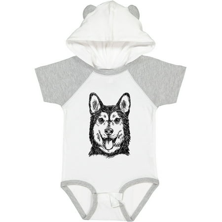 

Inktastic Siberian Husky Sketch Portrait Gift Baby Boy or Baby Girl Bodysuit