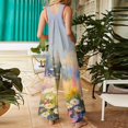 thumbnail image 4 of WTOBBY Women's Sleeveless Casual Cotton Jumpsuit with Printed Design, Lightweight and Comfortable for Everyday Wear, Perfect for Warm Weather,Sky Blue3XL, 4 of 4
