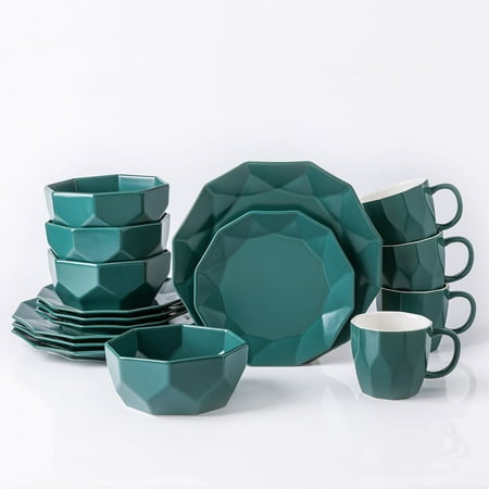 Stone Lain Jamie 16-Piece Dinnerware Set Porcelain, Green
