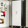 thumbnail image 2 of Locking Metal Storage Cabinet | Home or Garage Storage with 2 Doors | Detachable Rubber Casters | Protects Items from Loss, 2 of 6