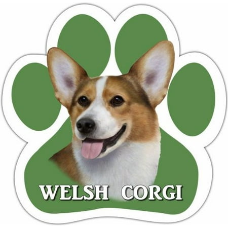 

Welsh Corgi Car Magnet With Unique Paw Shaped Design Measures 5.2 by 5.2 Inches Covered In High Quality UV Gloss For Wea