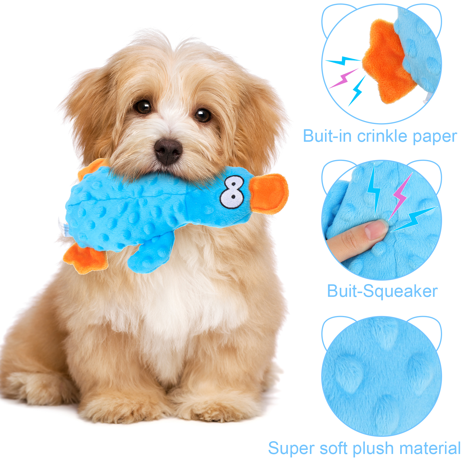 Sixwipe 2-Pc Squeaky Crinkle Dog Toys, Small photo 4