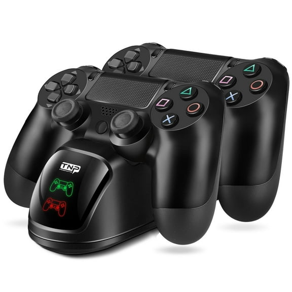PS4 Controller Charging Station Dock Stand PS-4 Dualshock Control Gamepad USB Port Dual Charger Cradle Base with Cable & LED Indicator for Sony PlayStation 4 Pro Slim Wireless Gaming Game (Black)