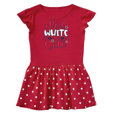 

Inktastic 4th of July Red White and Cute with Arrow and Stars Gift Toddler Girl Dress