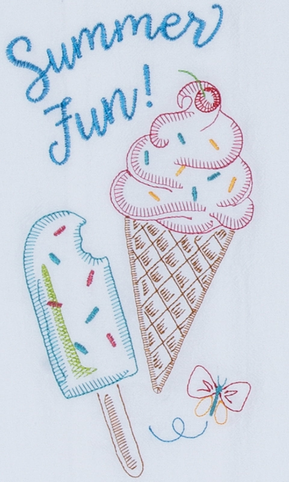 Summer Fun Ice Cream Embroidered Flour Sack Kitchen Towel ...