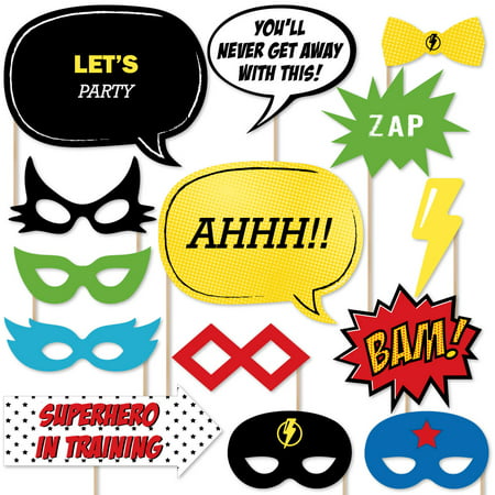 BAM! Superhero - Piece Photo Booth Props Kit - 20 Count