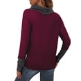 thumbnail image 5 of hirigin Women's Spring Autumn Casual Tops Long Sleeve Half High Neck Button Contrast Color T-shirt, 5 of 6