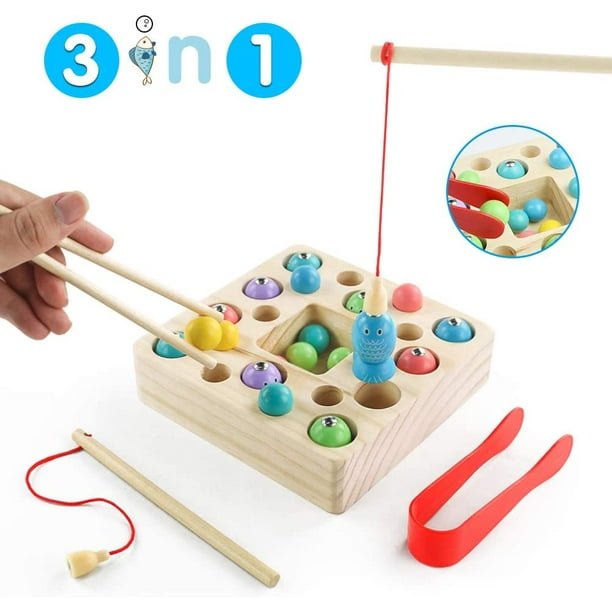 Fishing Game Wooden Children Wooden Toys Montessori Toys 3 In 1 Fishing  Magnetic Toys Easter Gift Game With Fishing Rod Fish Game For Boys Girls  From 2 3 Years 