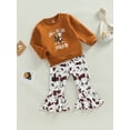 thumbnail image 3 of Bagilaanoe 2pcs Toddler Baby Girls Long Pants Set Letter Print Long Sleeve Sweatshirt Tops + Flared Trousers 6M 12M 18M 24M 3T 4T Kids Casual Outfits, 3 of 8