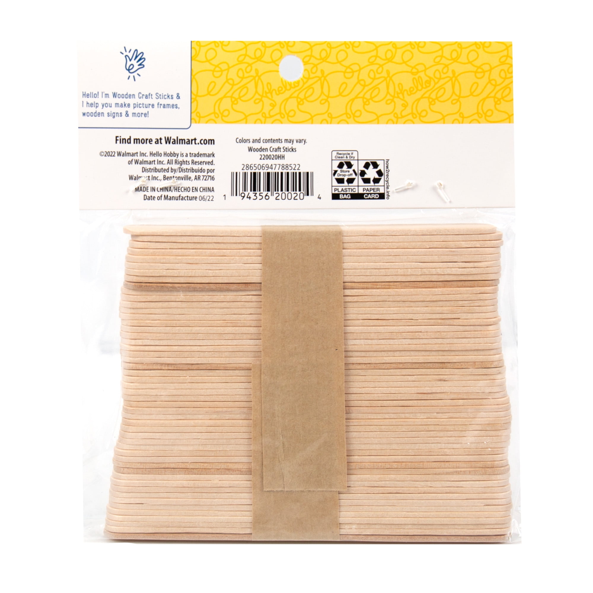 Hello Hobby Wood Craft Sticks, 150-Pack, Size: 4.5 x .38 x .07 in.
