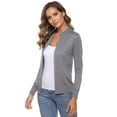 thumbnail image 5 of Aibrou Womens Zip Up Long Sleeve Open Front Knit Cardigan Sweater, 5 of 9
