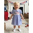 thumbnail image 5 of BemeyourBBs Toddler Baby Girls 4th of July Dress Smocked Outfit Patriot Independent Day Clothes American Flag Letter Embroidery Doll Collar Short Sleeve A-Line Dress Toddler Baby Girl Summer Dress, 5 of 9