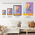 thumbnail image 3 of Optimistic Orchids Oil Painting Orange Teal Purple Blooms in Glass Vase Detailed Floral Art Print Framed Poster Wall Decor 12x16 inch, 3 of 5