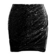 thumbnail image 3 of vigerkar Womens Short Ruched Tulip Hem Body Con Sequin Club Pencil Mini Skirt Black, M, 3 of 6