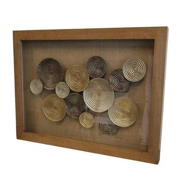 Benzara BM161093 Refined & Cultured Metal Circle Wall Art, Brown