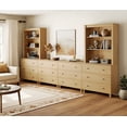 thumbnail image 6 of Modern TV Stand and Bookcase Set for 75 Inches TVs, Wall Unit Entertainment Center with Bookshelves & Drawers for Living Room,Oak, 6 of 7