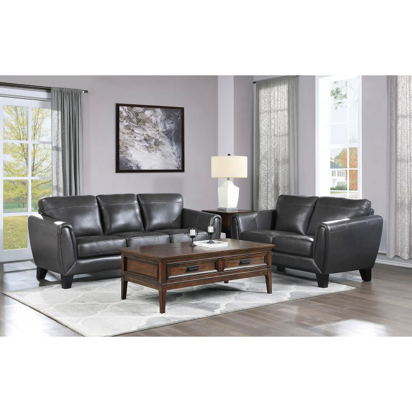 Spivey Collection Classically Cool Dark Gray Leather Sofa