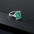 thumbnail image 4 of Gem Stone King 10K White Gold Green Malachite and White Moissanite 3 Stone Engagement Ring for Women (10.46 Cttw, Emerald Cut 14X10MM, Trillion 4MM, Size 9), 4 of 5