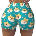 thumbnail image 2 of Lsque Cute Shiba1 Pattern High Waisted Biker Shorts for Women-Tummy Control Fitness Athletic Workout Running Yoga Gym Shorts,Moisture-Wicking-Small, 2 of 9