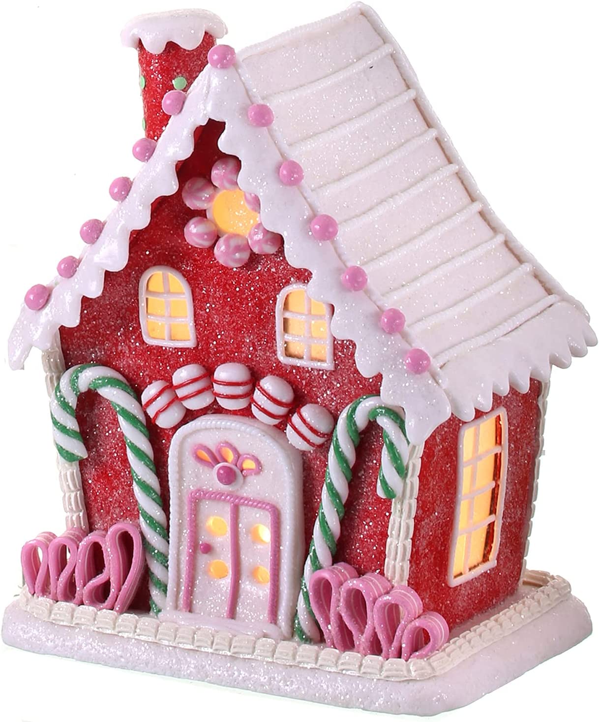 pink light up gingerbread house