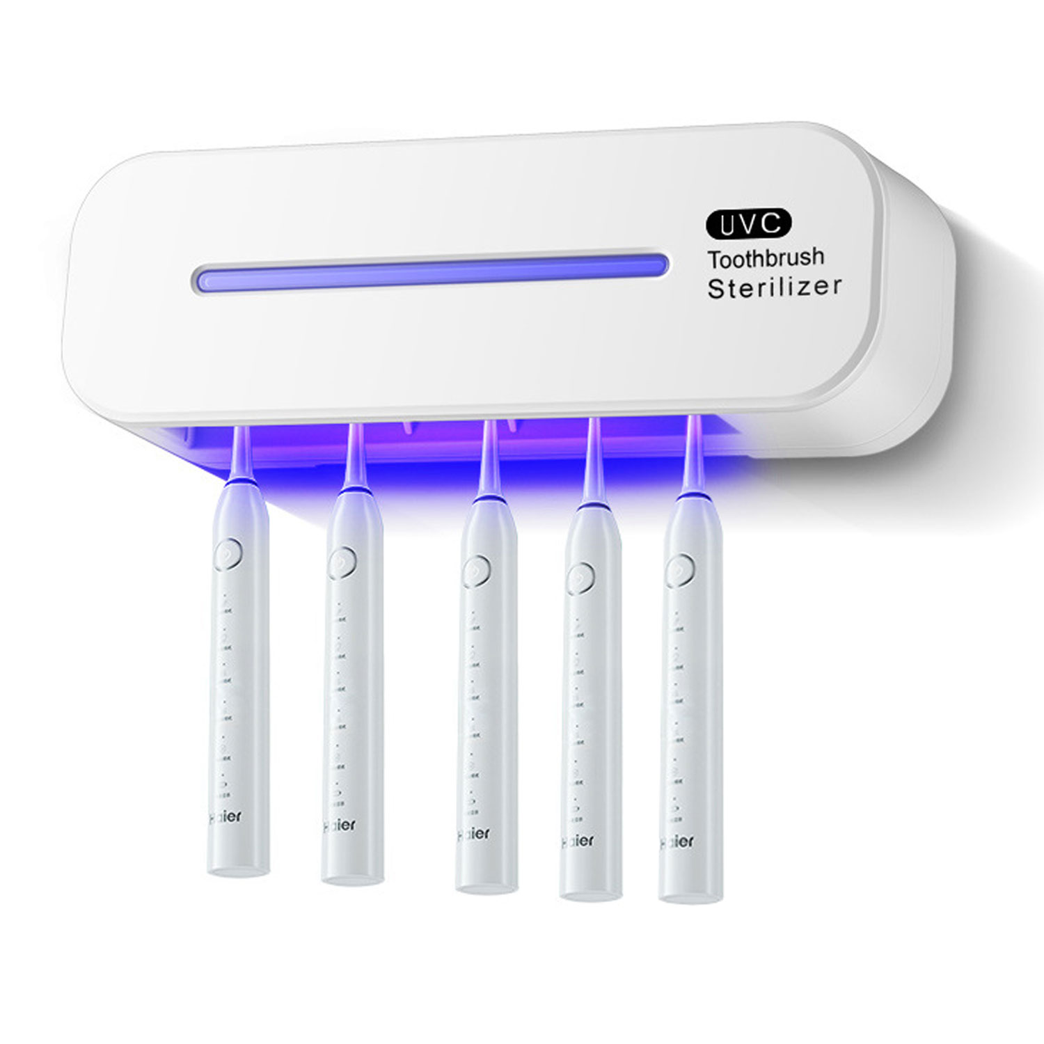Rtmgob UV Toothbrush Sanitizer, Bathroom Wall Mounted Toothbrush Holder with 5 Slots, Cordless