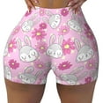 thumbnail image 2 of Lsque Sunflower Rabbit Pattern High Waisted Biker Shorts for Women-Tummy Control Fitness Athletic Workout Running Yoga Gym Shorts,Moisture-Wicking-Small, 2 of 9