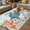 thumbnail image 2 of Fsddascl Coastal Turtle Outdoor Rug for Patio/Deck/Porch, Non-Slip Large Area Rug 4 x 6 Ft, Summer Beach Nautical Coral Starfish Indoor Outdoor Rugs Washable Area Rugs, Reversible Camping Rug Carpet, 2 of 5