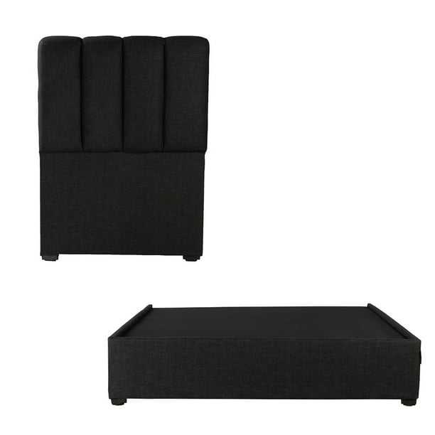 Recámara Individual Kami Negro con Cabecera + Box Base Cama